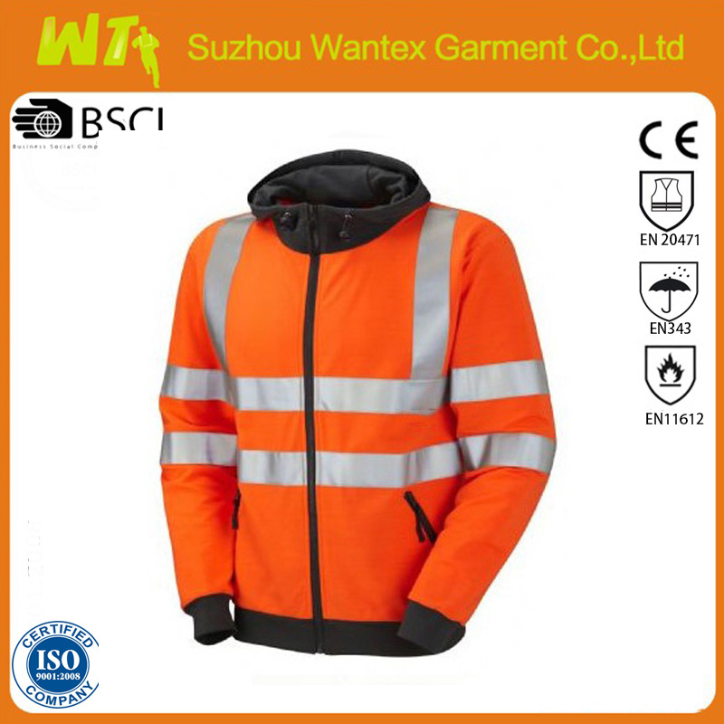 Hi Vis Full Zip Hoodie Orange Jacket