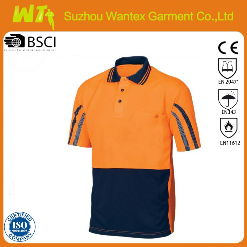 Hi vis two tone 100% polyester orange navy safety t-shirt