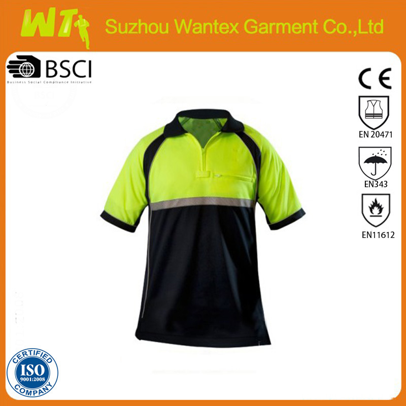 hi vis safety reflective short sleeve polo work shirt