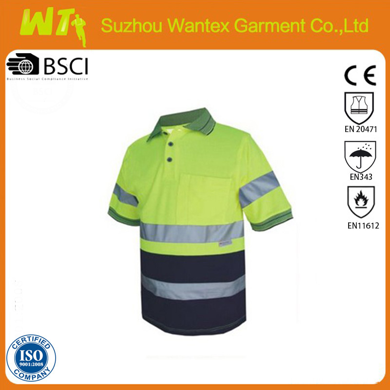 Short Sleeve Hi Vis Cotton Back Polo Shirt with Reflective Tape