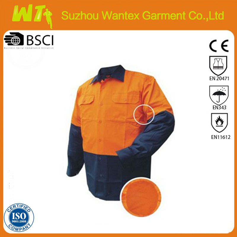 Lightweight Long Sleeve Hi Vis Cotton Drill Shirts