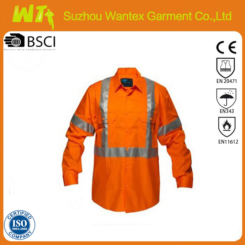 Hi Vis Safety reflective Cotton Drill Long Sleeve Shirtt
