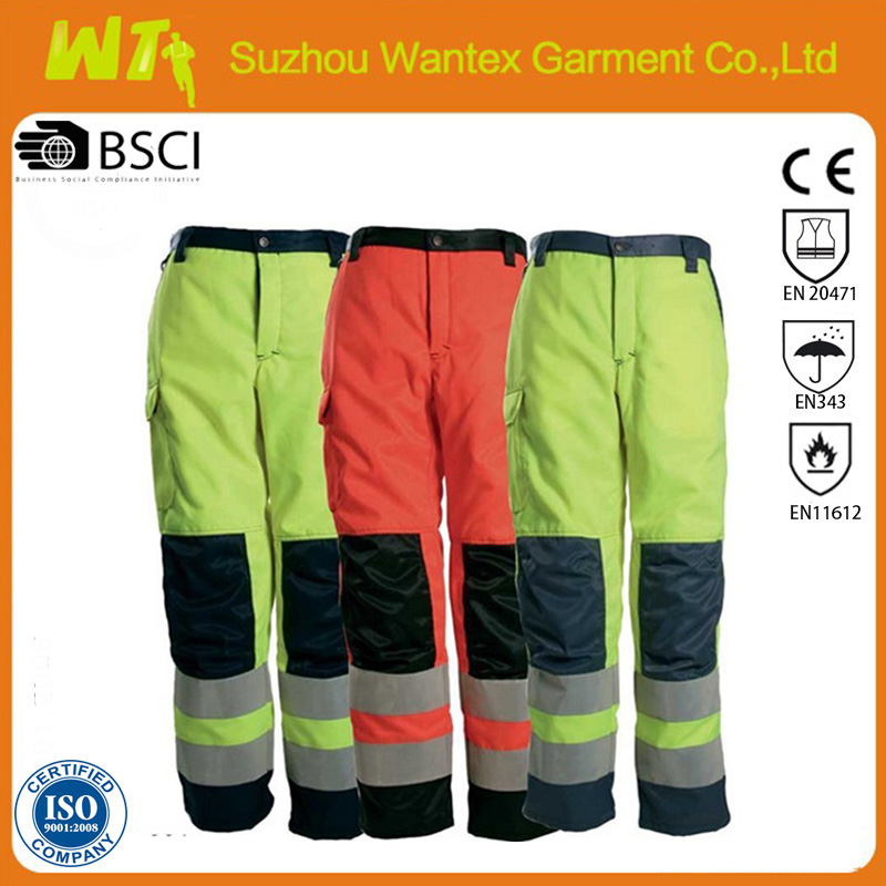 EN 20471 GO/RT 3279 Work trousers Polycotton high viz knee patch work pants