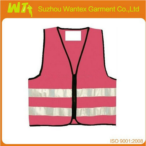 Pink high visibility reflective children's safety vest