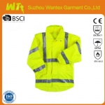 EN20471 EN343 Fluorescent Hi vis yellow rain jackets
