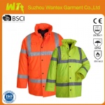 (New)100% polyester men's flame resistant waterproof hi vis parka coat