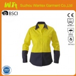 Ladies HiVis Two Tone Drill Long Sleeve Shirt