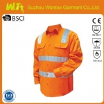 Hi Vis Safety Two Tone Cotton Drill Long Sleeve Shirt