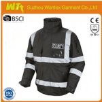 Black hi-vis reflective Road way safety winter security jacket
