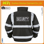 Black hi-vis reflective Road way safety winter security jacket
