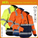 EN471 / EN343 flourescent orange hi vis mens waterproof windbreaker jacket
